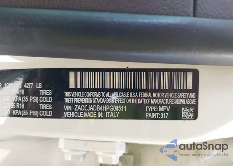 2017 Jeep Renegade Limited Fwd из США, поврежденный, VIN ZACCJADB4HPG08511